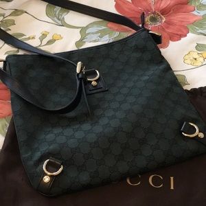 Gucci forest green and black cross body bag